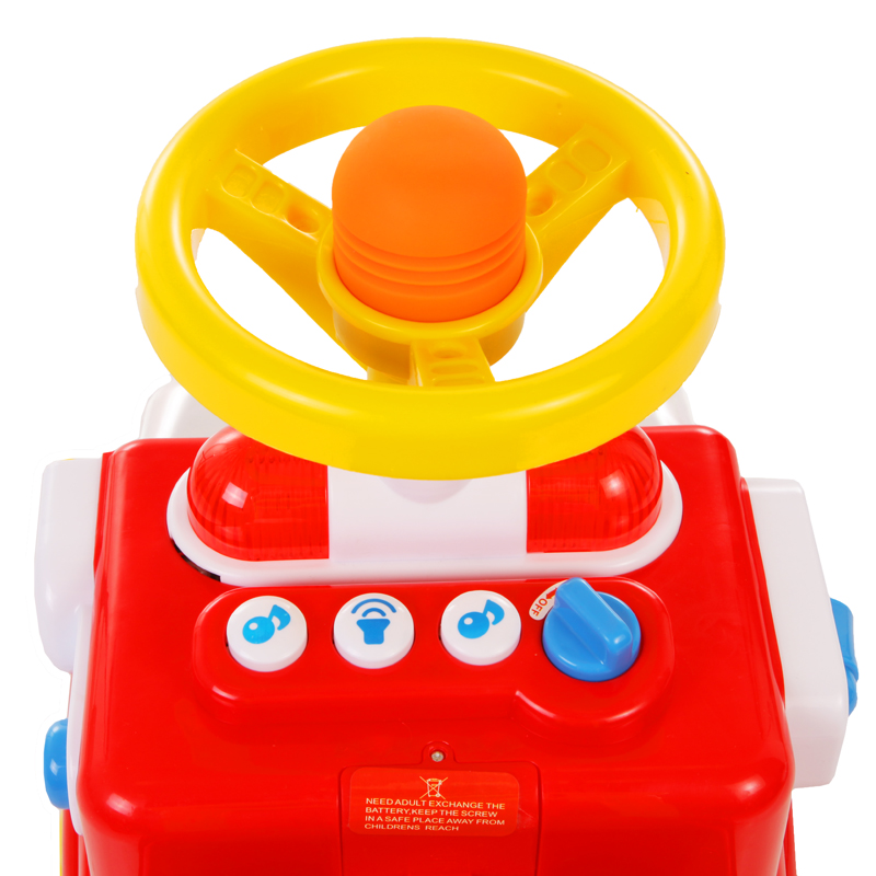 Детская красная машина-каталка Fire Engine, световые и звуковые эффекты  